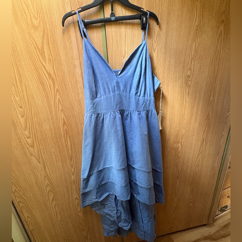Truth Denim Blue hi lo ruffled Dress